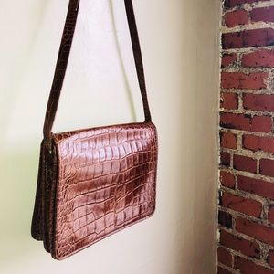 Vintage crocodile leather satchel, laptop case